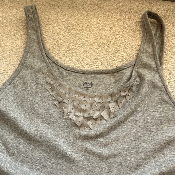Eileen Fisher Tops - Eileen Fisher XL Gray Embellished Tank Top